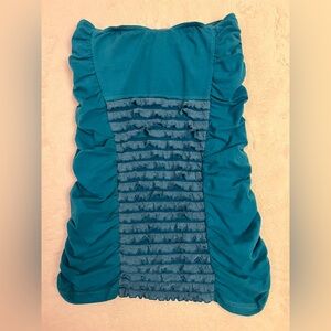 Y2K Free People Teal Strapless Ruched Top M
